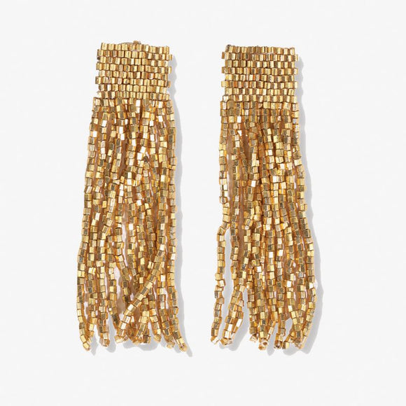 Ink + Alloy IA LXER2000GO Marilyn Solid beaded fringe earring gold