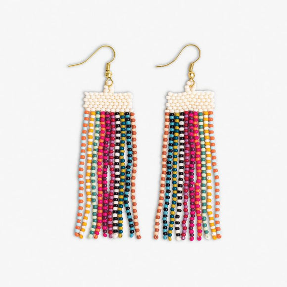 Ink + Alloy IA SBER3402MX Adaline alternating two-tone strands beaded fringe earring Multicolor