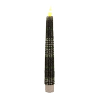 Wing Tai Trading WTT LXS13456T Realistic Flame Green Plaid LED Taper - 7.75" Tall