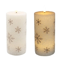 Wing Tai Trading LXS39324T Large Golden Snowflake LED Pillar Candle - 3 x 4"
