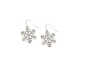 KALEIDOSCOPE ACCESSORIES KA MO10557 EARRING SILVER METAL SNOWFLAKE, 1.5"