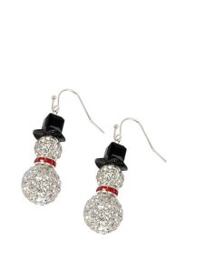 KALEIDOSCOPE ACCESSORIES KA MO10567 EARRINGS SILVER RHINESTONE SNOWMAN