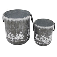 Wing Tai Trading WTT MXF39100-2S SET OF 2 WINTER GRAY BUCKETS W/SIDE HANDLES