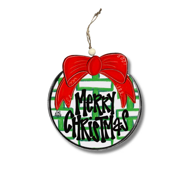 DK Designs DK O1081 Red Bow Merry Christmas Ornament