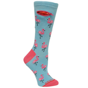 Pocket Socks PS 12040-M Womens Fashion Crew, Flamingos