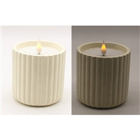 WING TAI TRADING WTT PXF43379 4 X 4 INCH WHITE RIBBED POTTERY LED CANDLE