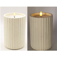 WING TAI TRADING WTT PXF43380 4 X 6 INCH WHITE RIBBED POTTERY LED CANDLE