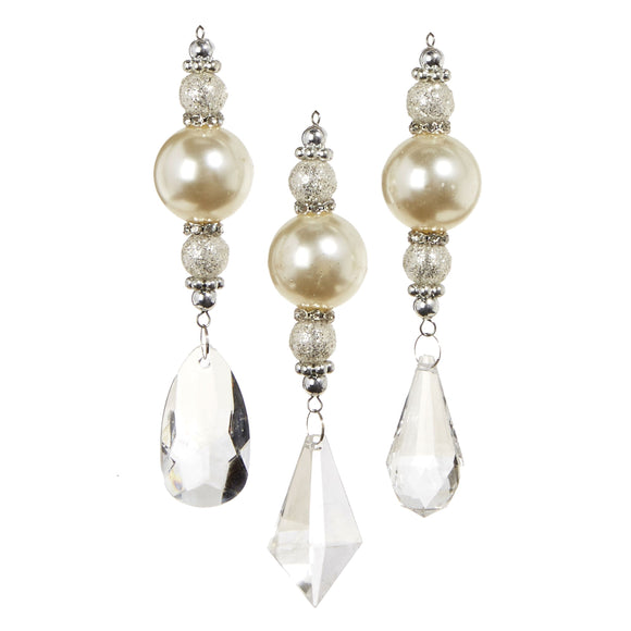 Raz Imports RZ 4312512x Crystal Pearl Drop Ornament, 5.75in - 3 Styles