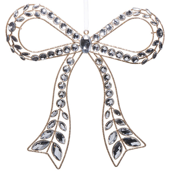 Raz Imports RZ 451357x Clear Jeweled Bow Ornament - 2 Sizes