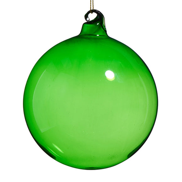 Raz Imports RZ 4523051 Green Sheer Blown Glass Ball Ornament, 4in