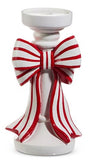 Raz Imports RZ 4512233x Red and White Stripe Bow Candle Holder - 2 Sizes