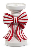 Raz Imports RZ 4512233x Red and White Stripe Bow Candle Holder - 2 Sizes
