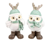 Wing Tai Trading WTT RXF26642xx Green and White Resin Owls - 2 Styles
