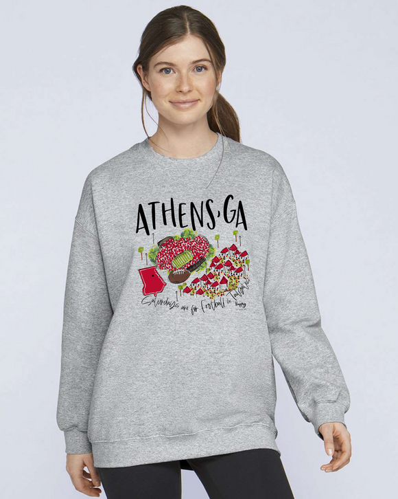 Happy by Rachel HBR SWT-ATH-xxx Saturdays Football Sweat Shirt - Athens, GA
