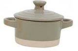 Creative Co-Op CCOP DA4211A  Round Stoneware Mini Baker w/ Lid 3-1/4"