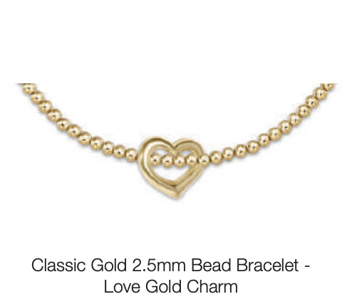 ENEWTON DESIGN ED BCLG25LOVG Classic Gold 2.5mm Bead Bracelet - Love Gold Charm
