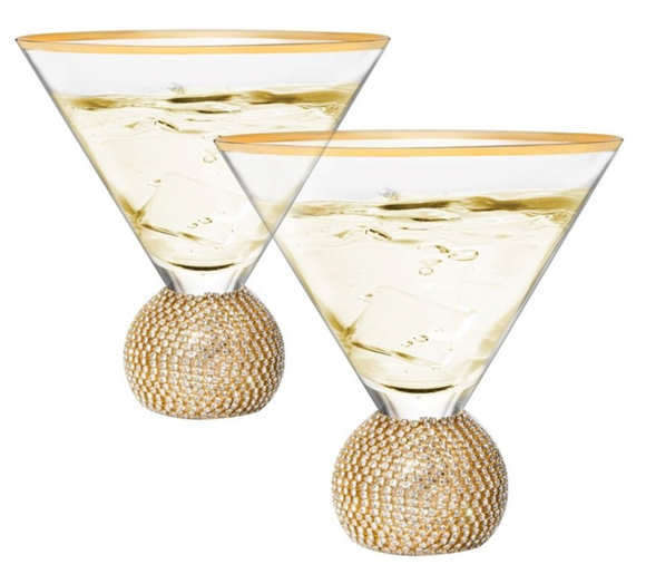 The Wine Savant TWS X003AOLKNF Diamond Rhinestone Martini Glasses 10.5oz