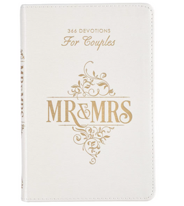Christian Art Gifts CAG GB221 Mr. & Mrs. 366 Devotions for Couples White Faux Leather Devotional