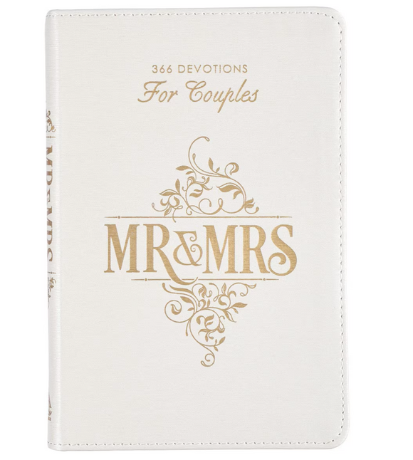 Christian Art Gifts CAG GB221 Mr. & Mrs. 366 Devotions for Couples White Faux Leather Devotional