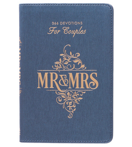 Christian Art Gifts CAG GB105 Mr. & Mrs. 366 Devotions for Couples Blue Faux Leather Devotional