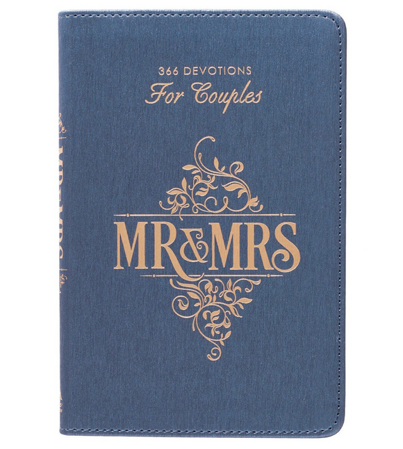 Christian Art Gifts CAG GB105 Mr. & Mrs. 366 Devotions for Couples Blue Faux Leather Devotional