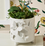 Two's Company TC 54956 Butterfly Footed Ceramic Cachepot with Sculpted Butterflies