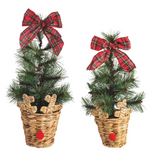 Mud Pie MP 40930060x Reindeer Basket Fraser Fir Tree - 2 Sizes