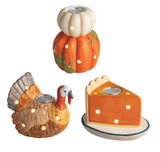 Mud Pie MP 40960122x Thanksgiving Light-Up Sitter Taper Holder - 3 Styles