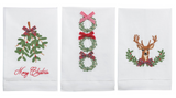Mud Pie MP 42170225x Christmas Embroidered Towel - 3 Styles