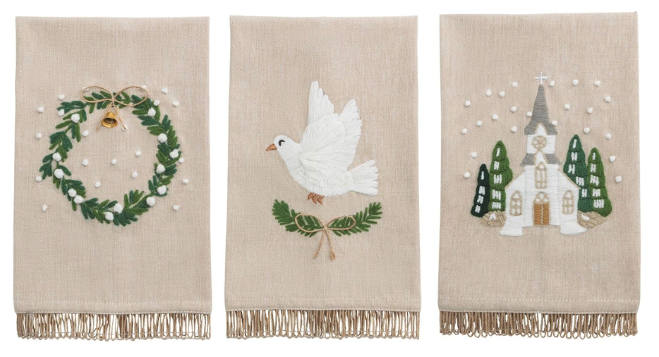 Mud Pie Christmas Embroidered Hand Towel - Thumbnail 2