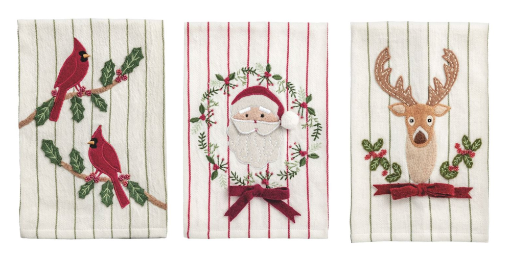 Mud Pie Applique Christmas Towel