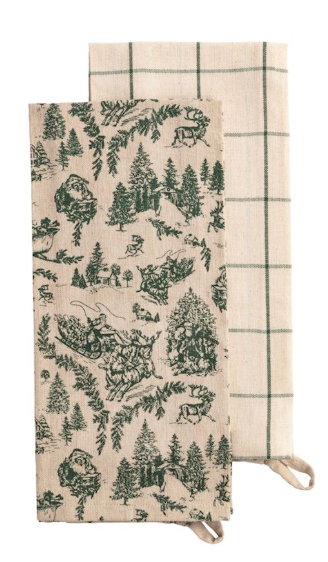 Mud Pie Set of Two White Christmas Patterned Towels - Thumbnail 4