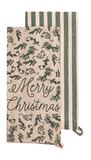 Mud Pie MP 42170234x Set of Two White Christmas Patterned Towels - 3 Styles