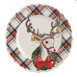 Mud Pie MP 42200206x Christmas Tartan Rim Salad Plate - 4 styles