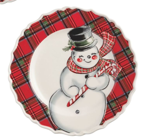 Mud Pie Christmas Tartan Rim Salad Plate - Thumbnail 4
