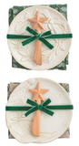 Mud Pie MP 42200210x White Christmas Appetizer Plate Set - 2 Styles