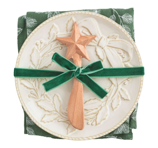 Mud Pie White Christmas Appetizer Plate Set