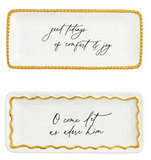Mud Pie MP 42200204x Christmas Gold Edge Sentiment Tray - 2 Styles