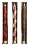 Mud Pie MP 49800316x Flameless Tartan Taper Candle - 3 Colors