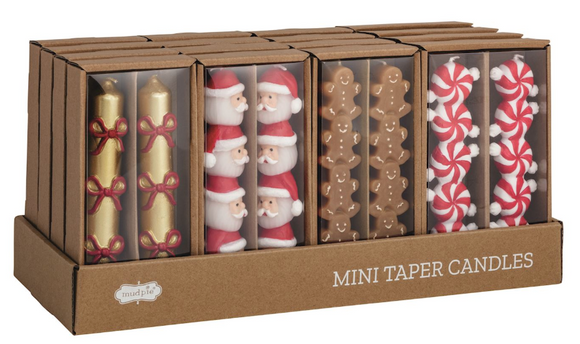 Mud Pie MP 49800289x Set of Two Christmas Mini Taper Candles - 4 Styles