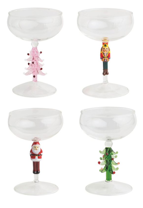 Mud Pie MP 44600129x Christmas Coup Glass - 4 Styles – Piper