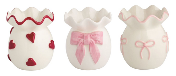 Mud Pie MP 47700462x Valentine's Ruffle Bud Vase - 3 Styles