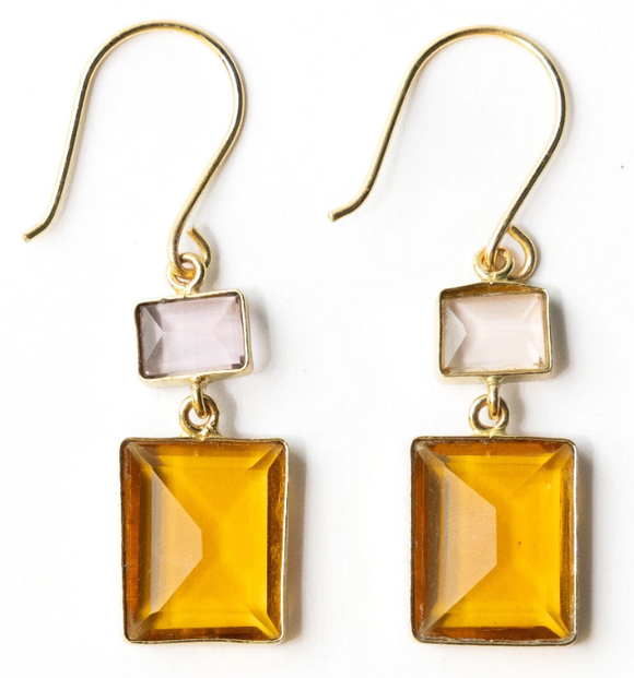Ink + Alloy IA BRER2900xx Veronica Two-Tone Color Cut Glass Dangle Earrings - 4 Colors