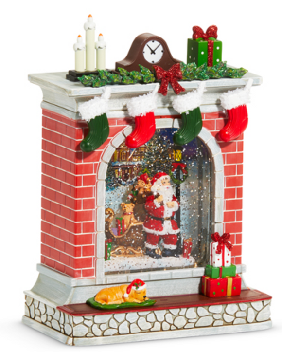Raz Imports RZ 4500798 Dog Santa Lighted Water Fireplace 10in