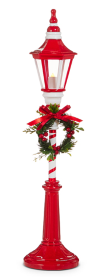 Raz Imports RZ 451254x Lighted Red and White Lamp Post - 2 Sizes