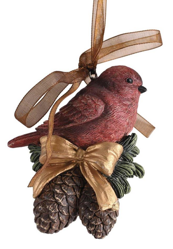 Dicksons Gifts DG CHOR-746 Ornament Redbird Pinecones Goldbow 3.5in