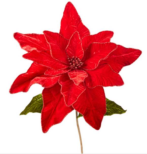 Raz Imports RZ F4206867 Red Velvet Poinsettia Stem 32in