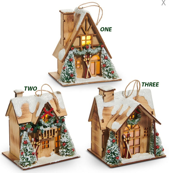 Raz Imports RZ 4512525x Lighted Lodge House Ornament 5in