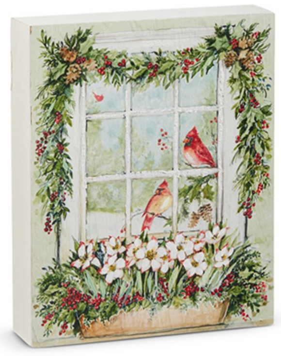 Raz Imports RZ 4536542 Watercolor Holiday Cardinal Block 10in