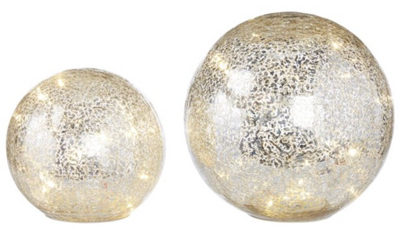 Raz Imports RZ 4022890x Mercury Glass Lighted Balls - 2 Sizes